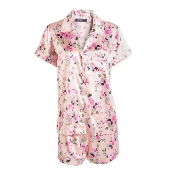 New INC Girl's Mommy & Me Satin Notched Collar Top & Shorts Pajamas Set 6 - Picture 3 of 7